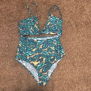 Bathing suit floral print one piece